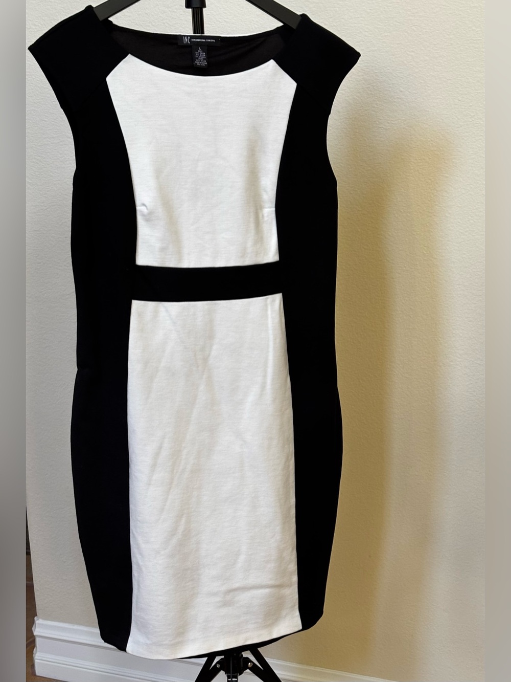INC International Concepts Black and White Panel Midi Dress